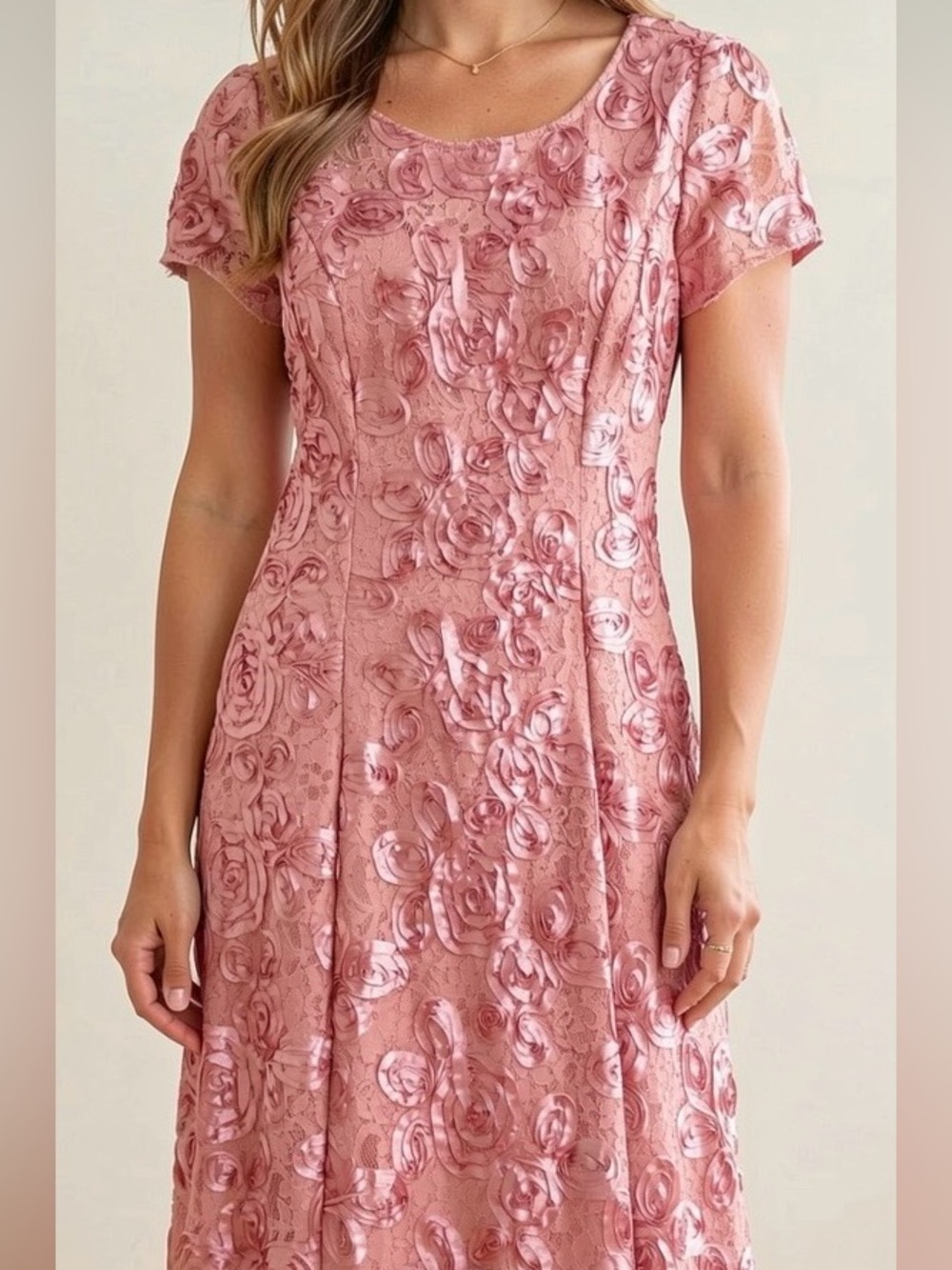 Alex Evenings Dress 3d Flowers Dress Roses Maxi Gown Dress Blush Rosette Dress